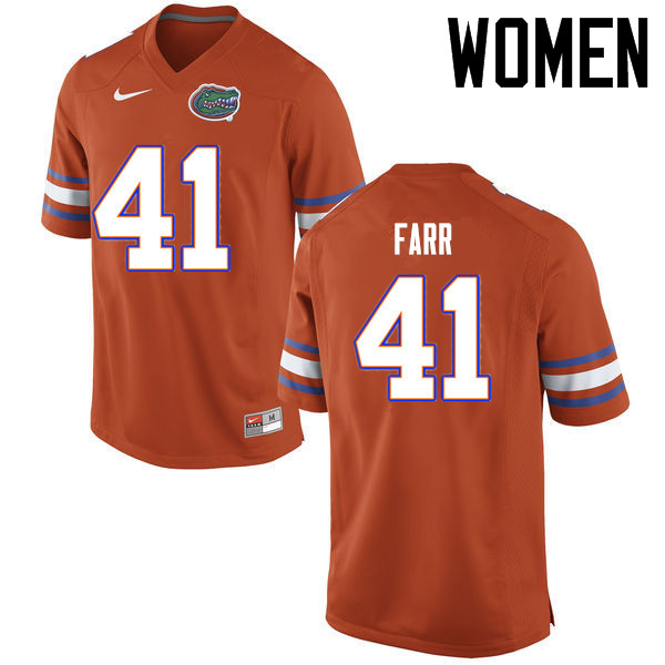 Women Florida Gators #41 Ryan Farr College Football Jerseys Sale-Orange